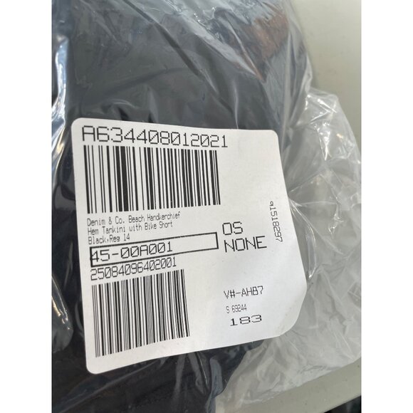 Denim and Co Beach Handkerchief Hem Tankini with Bike Short Size 14 Black Swim - Picture 3 of 10